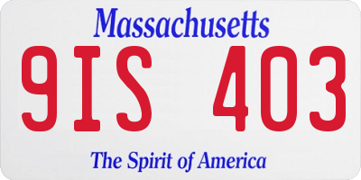 MA license plate 9IS403