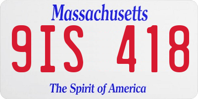 MA license plate 9IS418