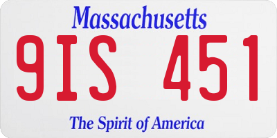 MA license plate 9IS451