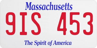 MA license plate 9IS453