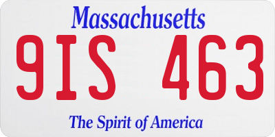 MA license plate 9IS463