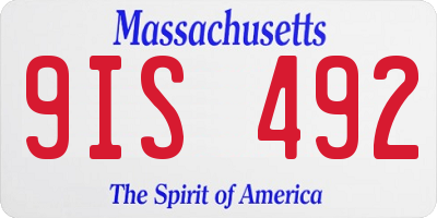 MA license plate 9IS492