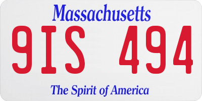 MA license plate 9IS494