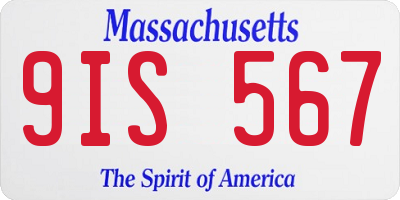 MA license plate 9IS567