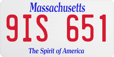 MA license plate 9IS651
