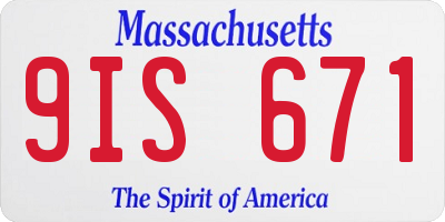 MA license plate 9IS671