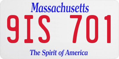 MA license plate 9IS701