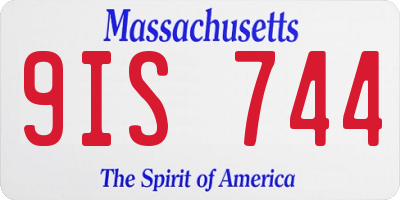 MA license plate 9IS744