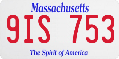 MA license plate 9IS753