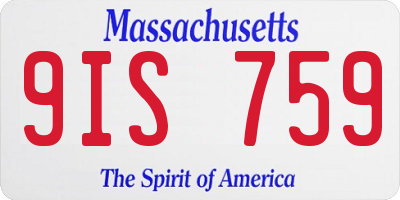 MA license plate 9IS759