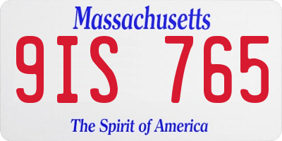 MA license plate 9IS765