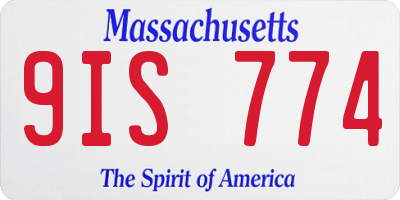 MA license plate 9IS774