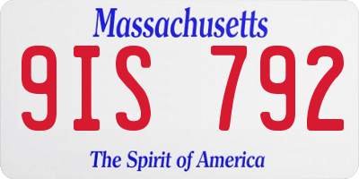 MA license plate 9IS792
