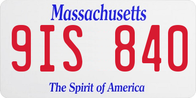 MA license plate 9IS840
