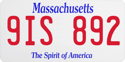 MA license plate 9IS892