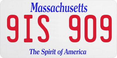 MA license plate 9IS909