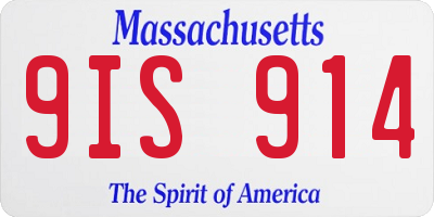 MA license plate 9IS914