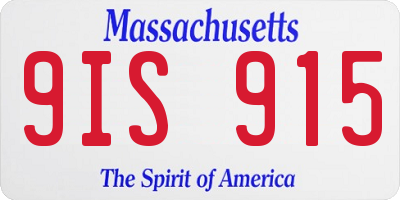 MA license plate 9IS915