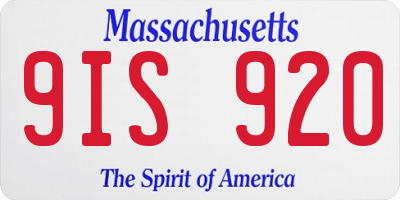 MA license plate 9IS920