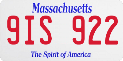 MA license plate 9IS922