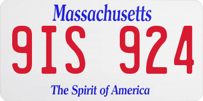 MA license plate 9IS924