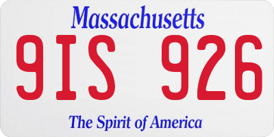 MA license plate 9IS926