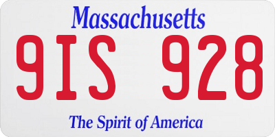 MA license plate 9IS928