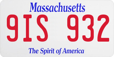 MA license plate 9IS932