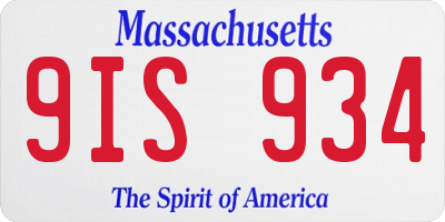 MA license plate 9IS934