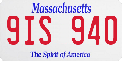 MA license plate 9IS940