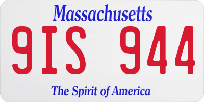 MA license plate 9IS944