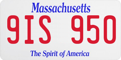 MA license plate 9IS950