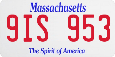 MA license plate 9IS953