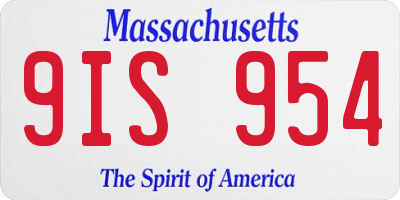 MA license plate 9IS954