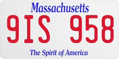 MA license plate 9IS958
