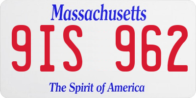 MA license plate 9IS962