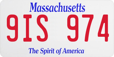 MA license plate 9IS974