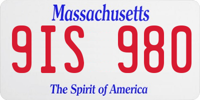 MA license plate 9IS980