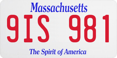 MA license plate 9IS981