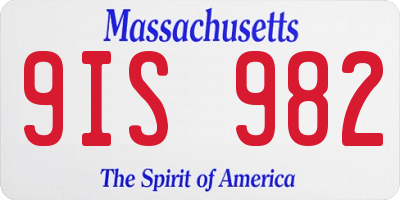 MA license plate 9IS982