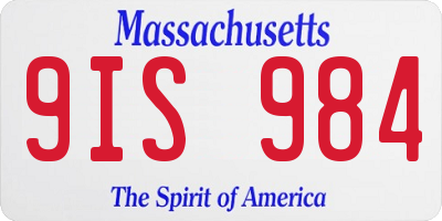 MA license plate 9IS984