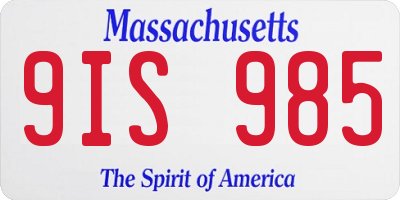 MA license plate 9IS985