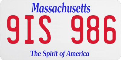 MA license plate 9IS986