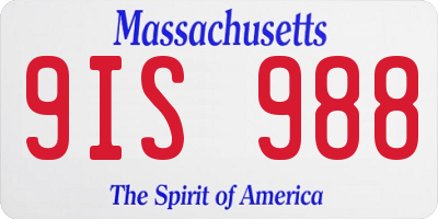 MA license plate 9IS988