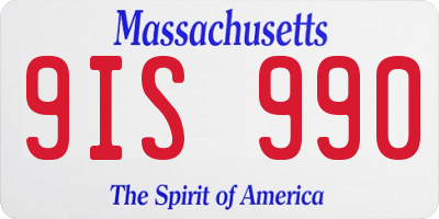 MA license plate 9IS990