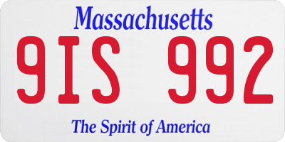MA license plate 9IS992