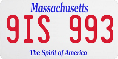 MA license plate 9IS993