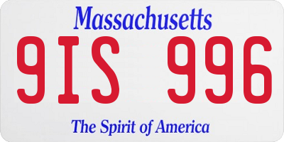 MA license plate 9IS996