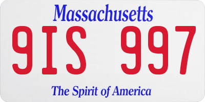 MA license plate 9IS997