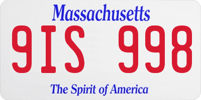 MA license plate 9IS998
